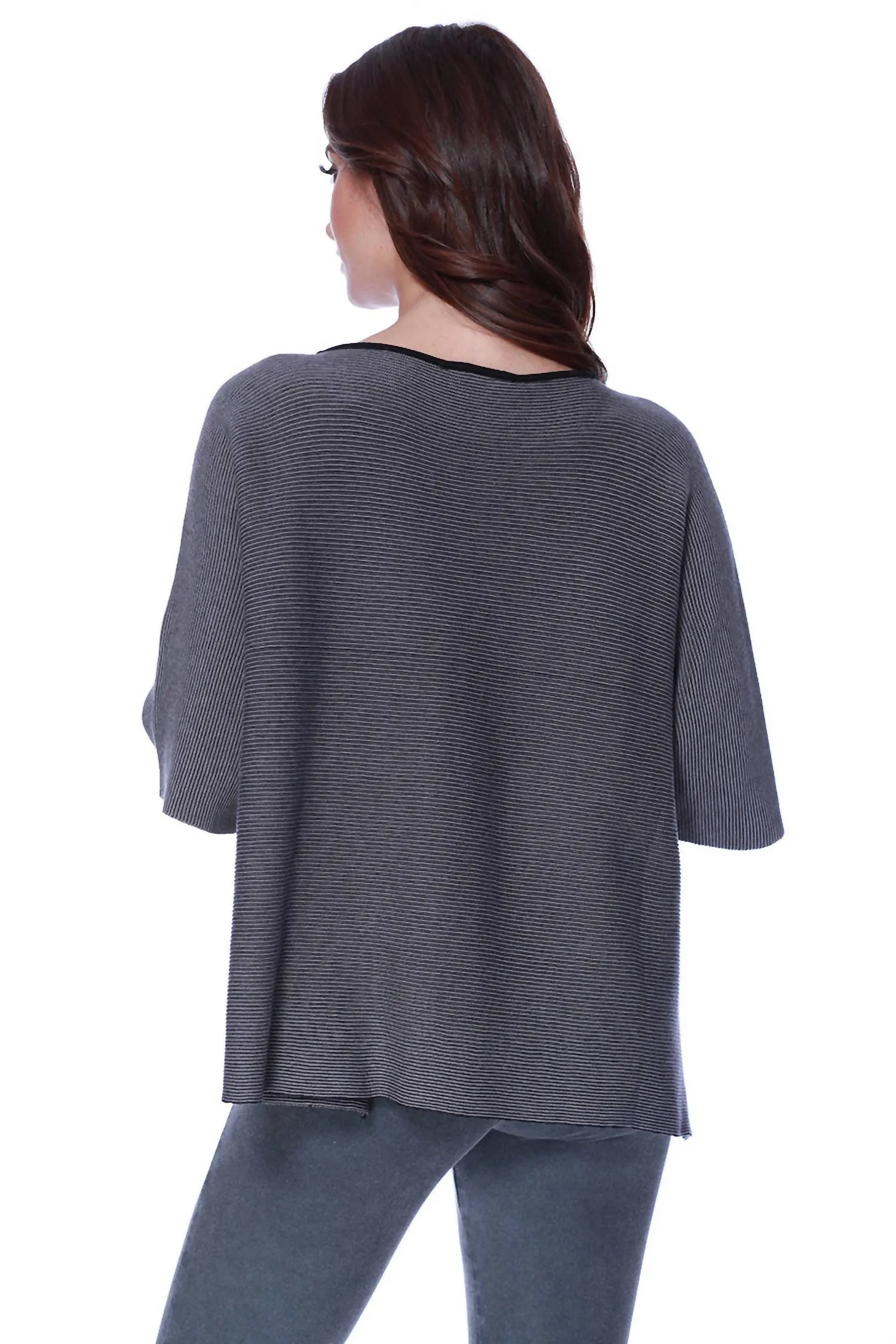 2-Tone High Slit Sweater Poncho