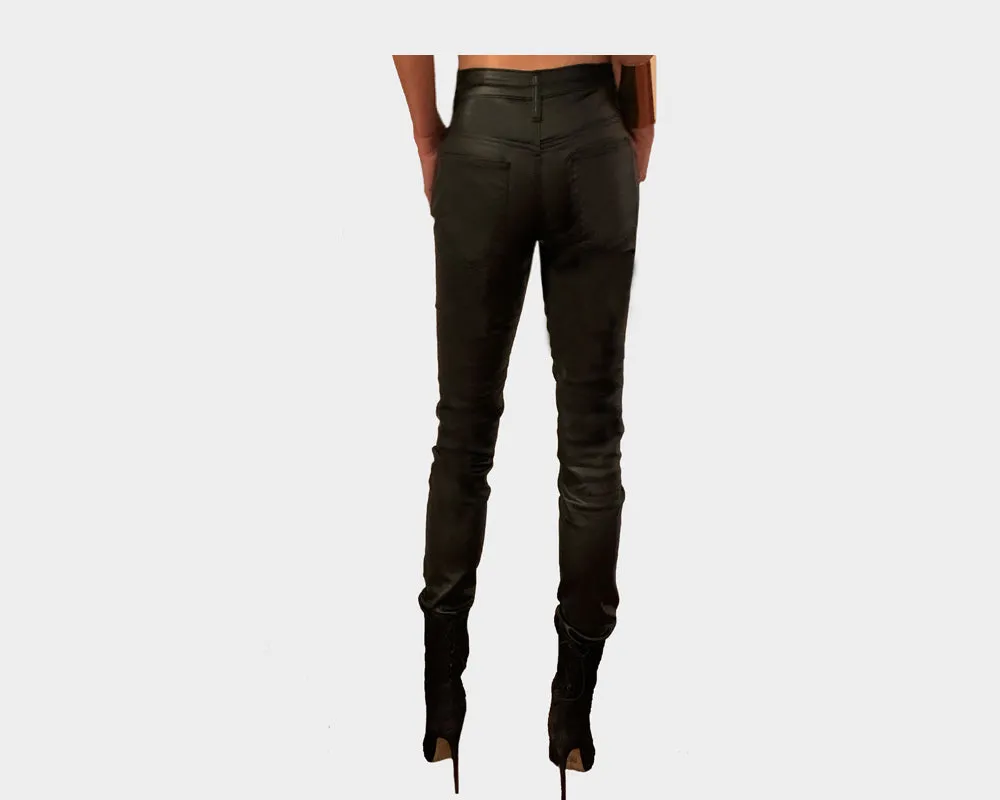 86 Black Vegan Leather Jean Pants - The Bond Street