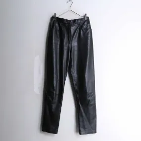 black color straight silhouette leather pants