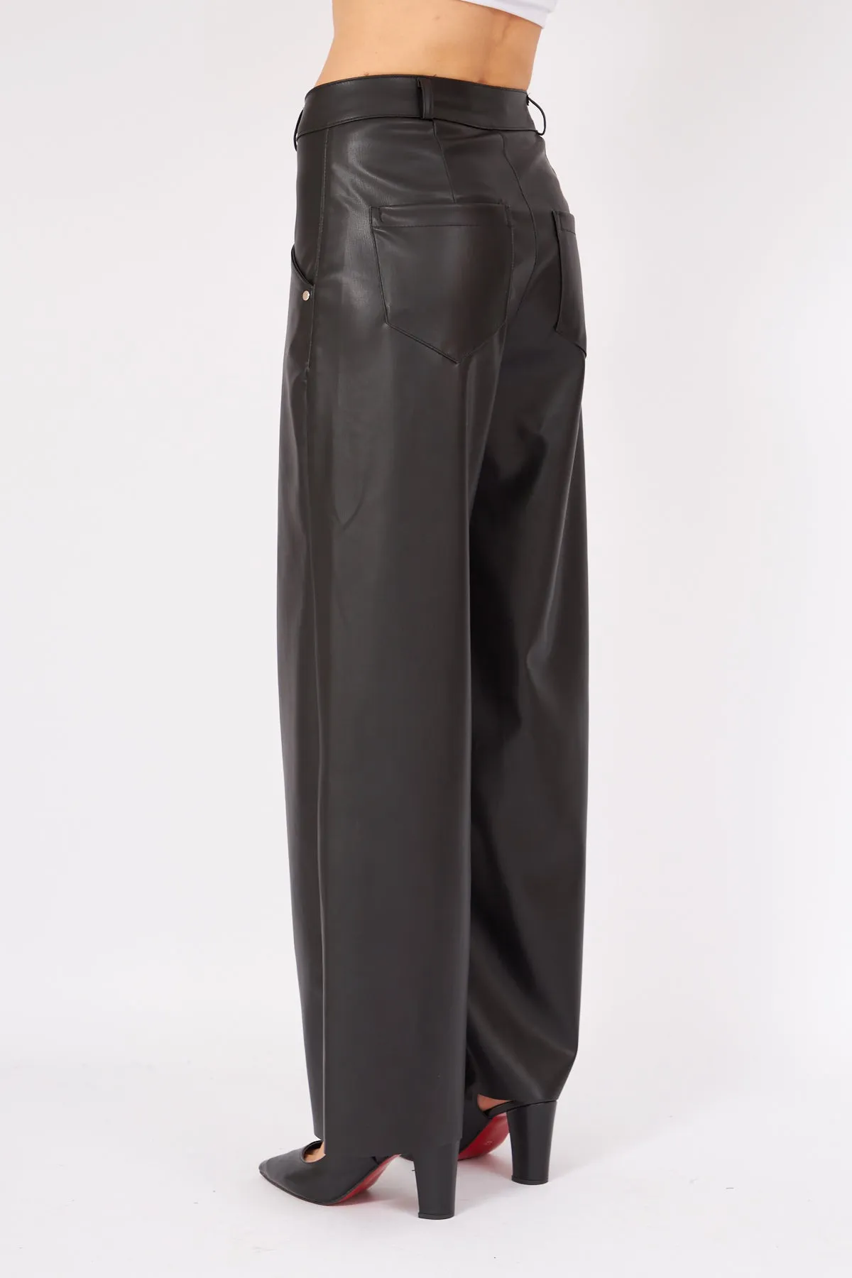 Black Leather Design Trousers