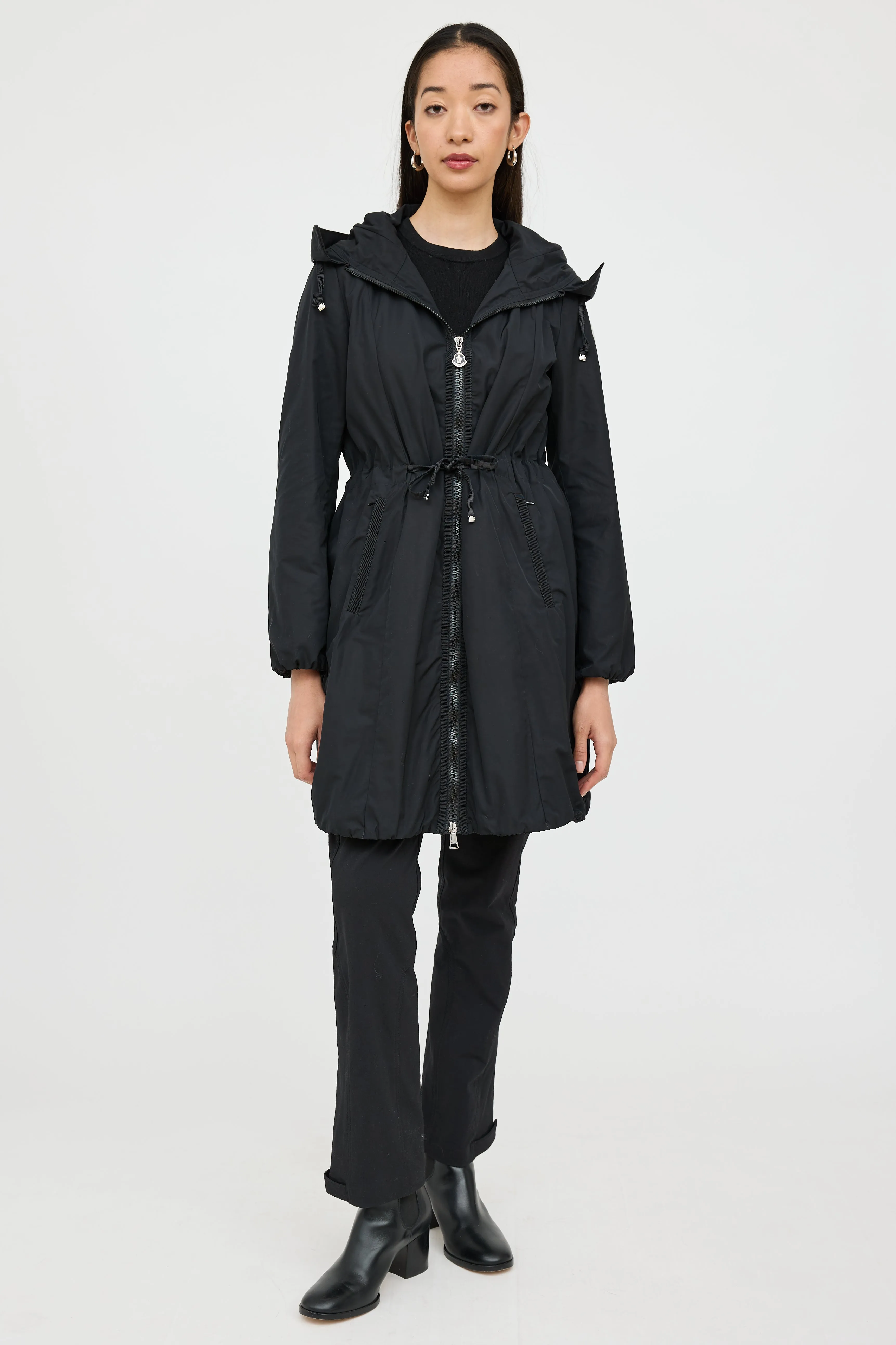 Black Neombre Hooded Nylon Coat