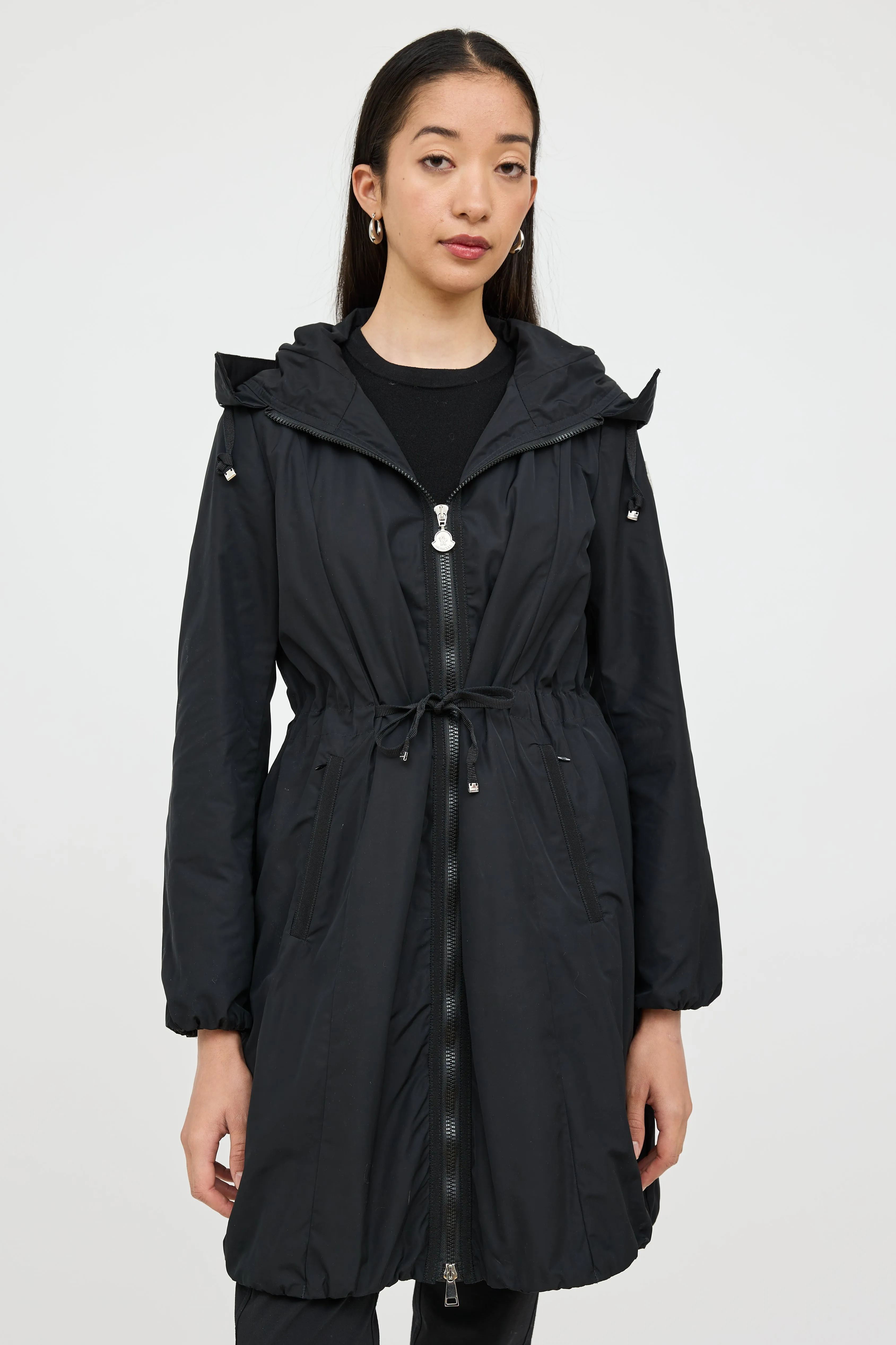 Black Neombre Hooded Nylon Coat