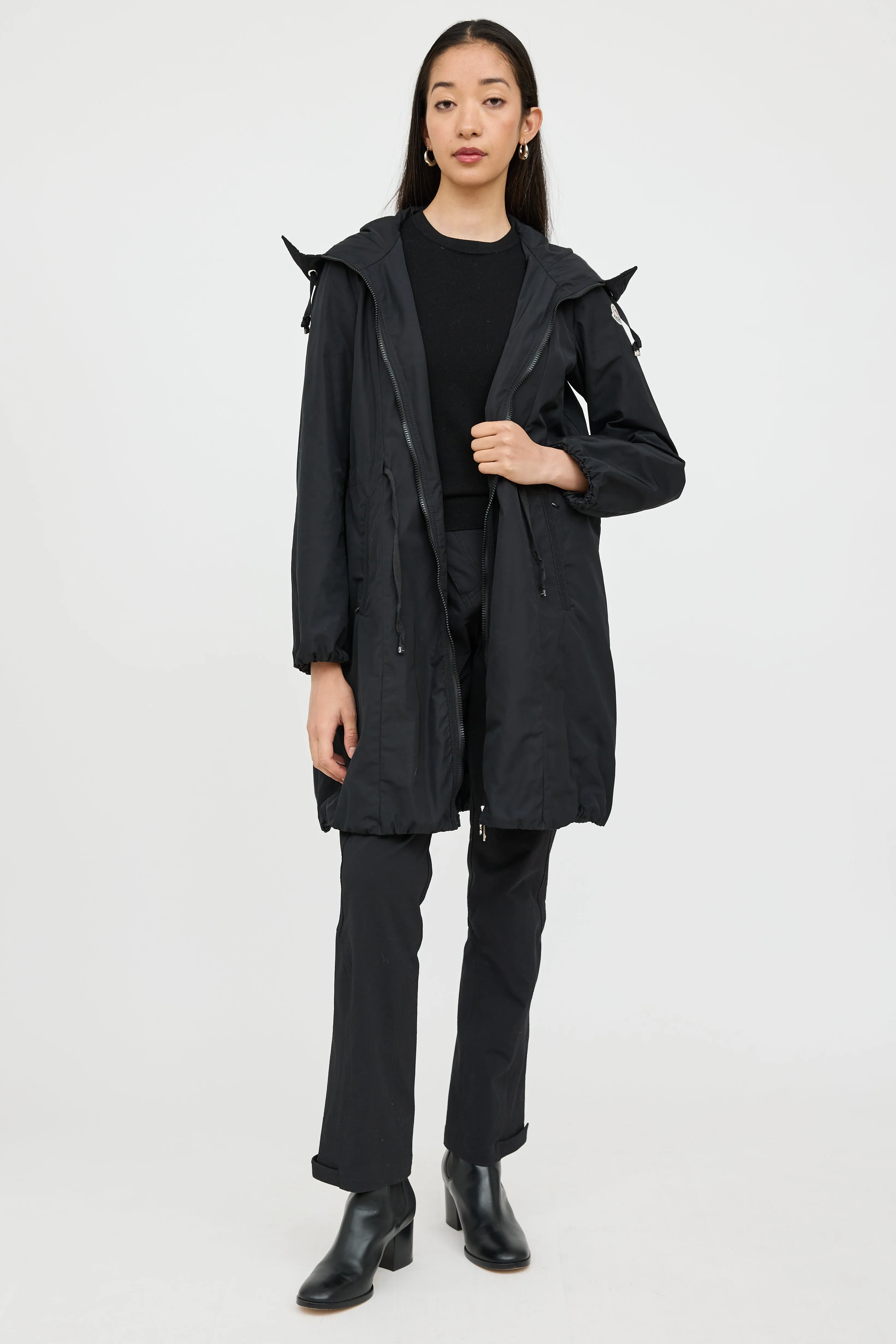 Black Neombre Hooded Nylon Coat