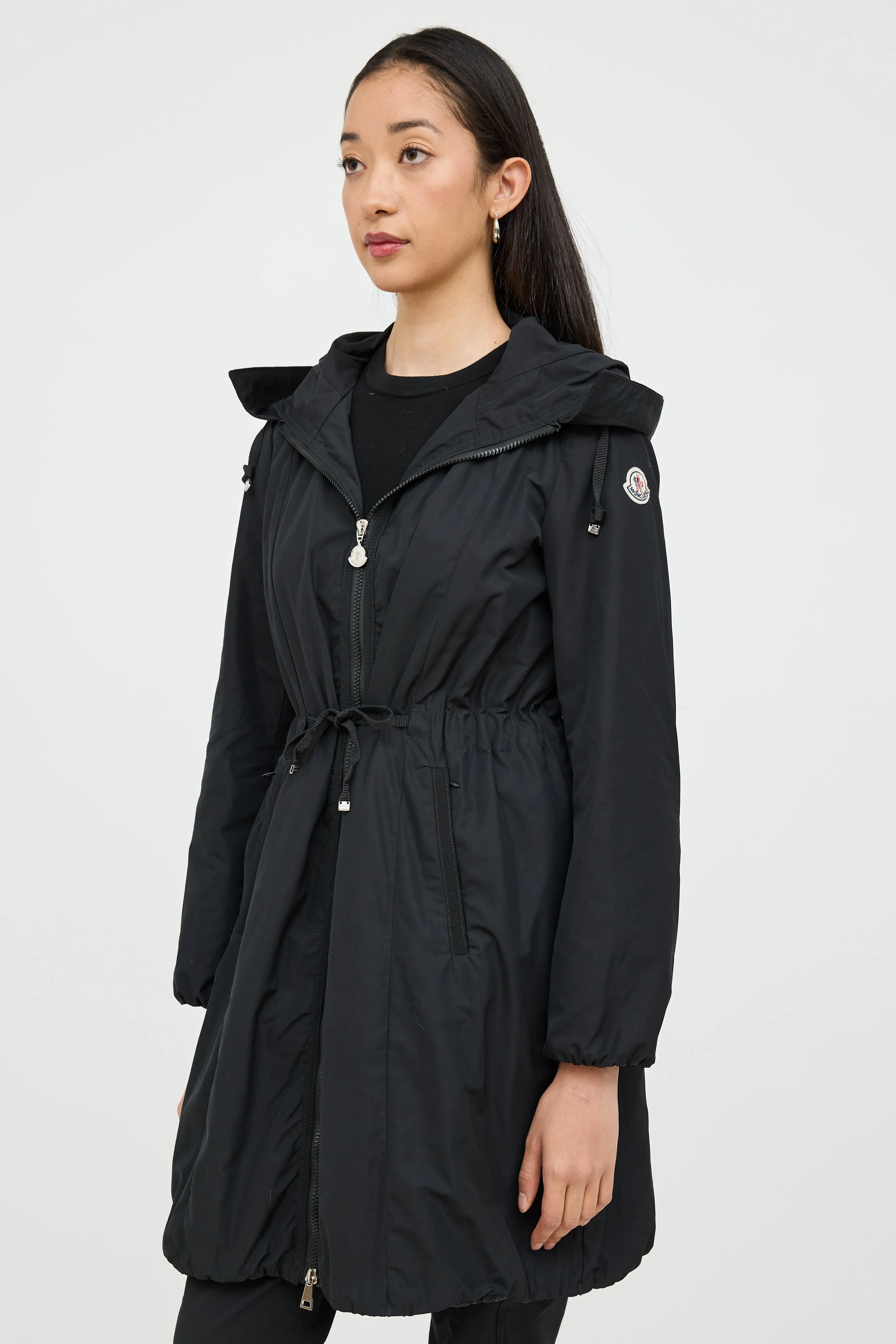 Black Neombre Hooded Nylon Coat