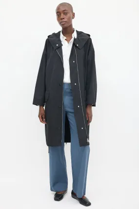 Black Nylon Hooded Coat