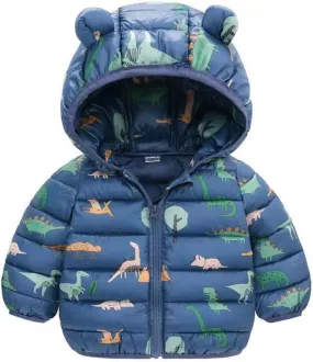 Boys Girls Down Puffer Jacket Cute Lightweight Long Sleeve Winter Coats Kids Casual Fall Warm Hooded Zipper Outwear