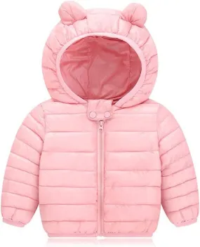 Boys Girls Down Puffer Jacket Cute Lightweight Long Sleeve Winter Coats Kids Casual Fall Warm Hooded Zipper Outwear