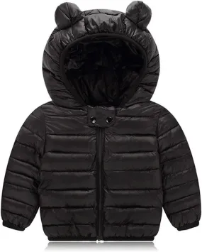 Boys Girls Down Puffer Jacket Cute Lightweight Long Sleeve Winter Coats Kids Casual Fall Warm Hooded Zipper Outwear