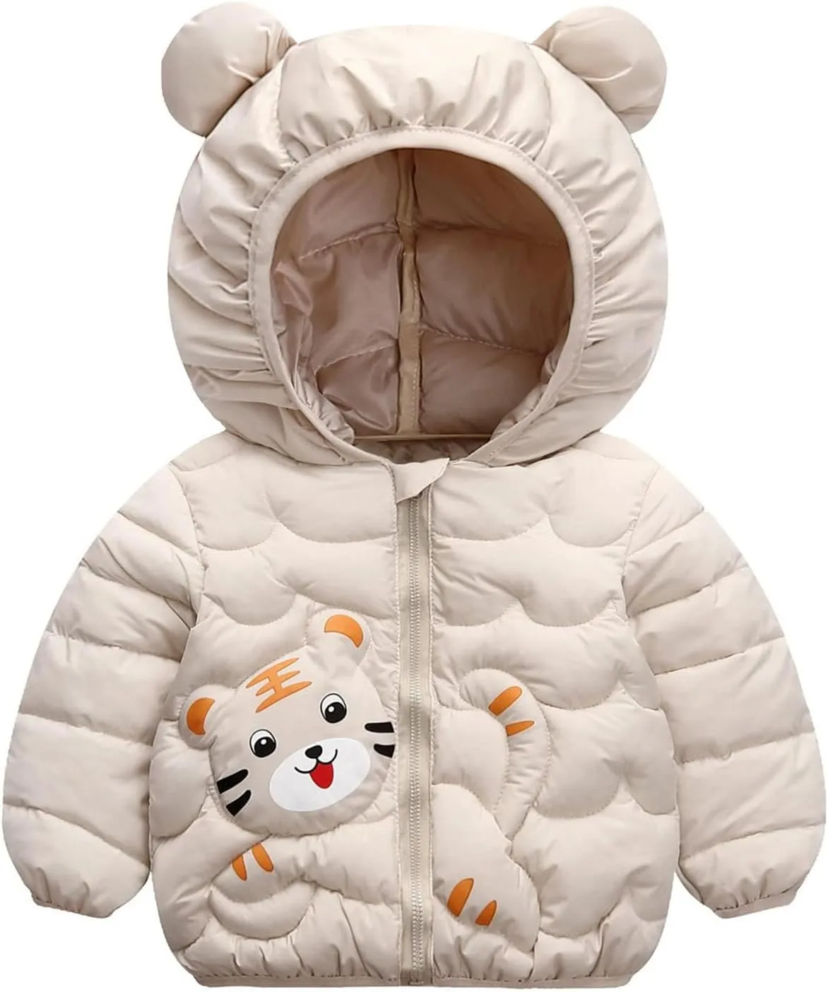 Boys Girls Down Puffer Jacket Cute Lightweight Long Sleeve Winter Coats Kids Casual Fall Warm Hooded Zipper Outwear