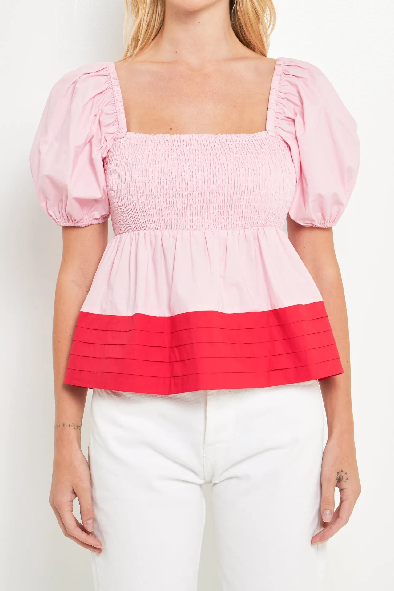 Colorblock Smocked Top