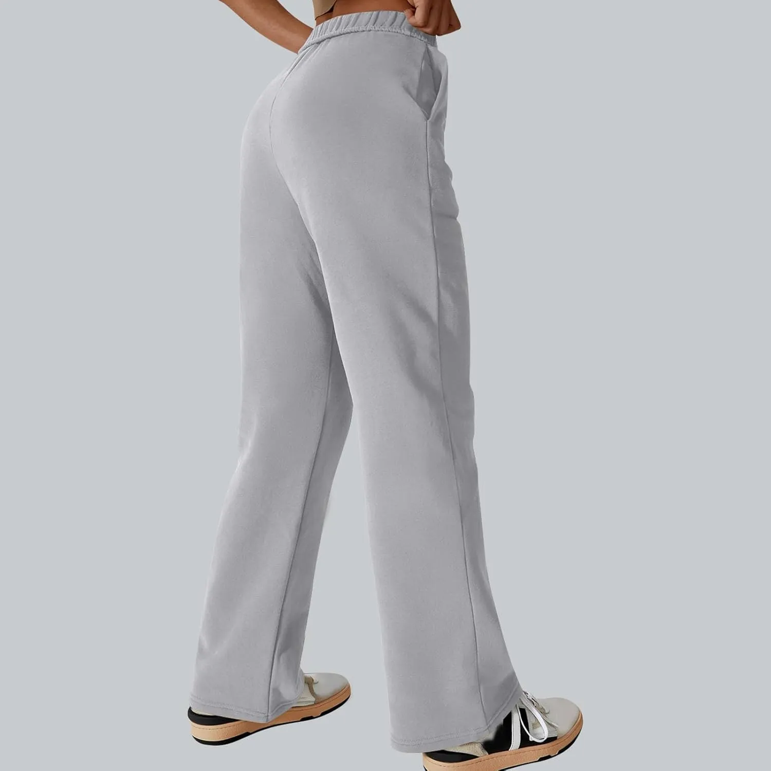 Comfy Straight Leg Pants for Women High Waisted Solid Color Lounge Trousers Pants with Pockets Casual Sweatpants