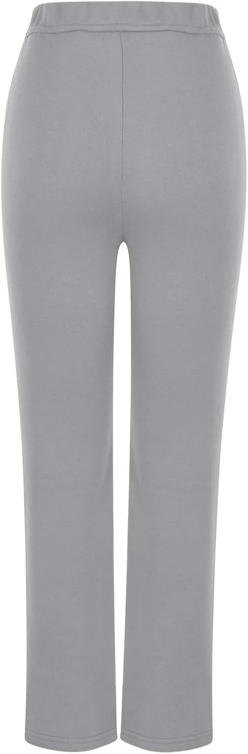 Comfy Straight Leg Pants for Women High Waisted Solid Color Lounge Trousers Pants with Pockets Casual Sweatpants