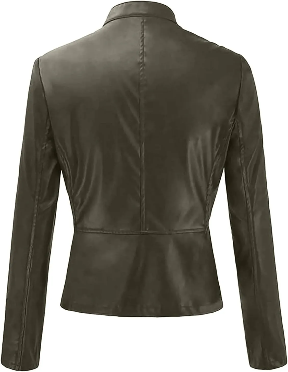 Faux Leather Jacket Women Fashion Motorcycle Jacket Lightweight Zip Up Cropped Jackets Slim Pu Coat Moto Biker Jacket