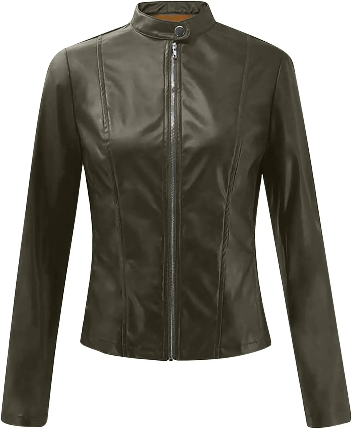 Faux Leather Jacket Women Fashion Motorcycle Jacket Lightweight Zip Up Cropped Jackets Slim Pu Coat Moto Biker Jacket