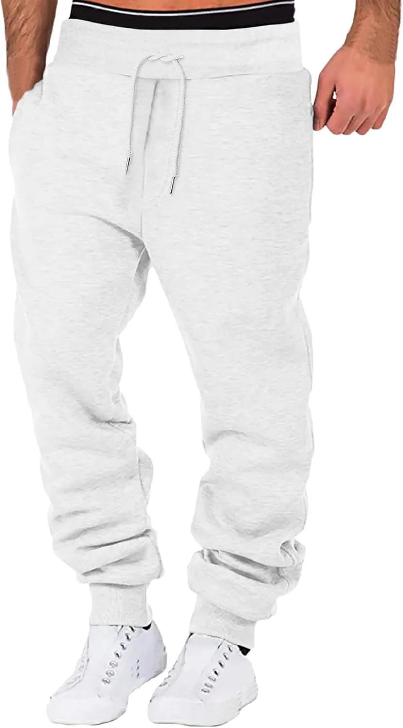 GIERIDUC Men's Drawstring Waist Cargo Pants Mens White Linen Dress Pants Mens Polyester Sweatpants Basketball Leggings Men