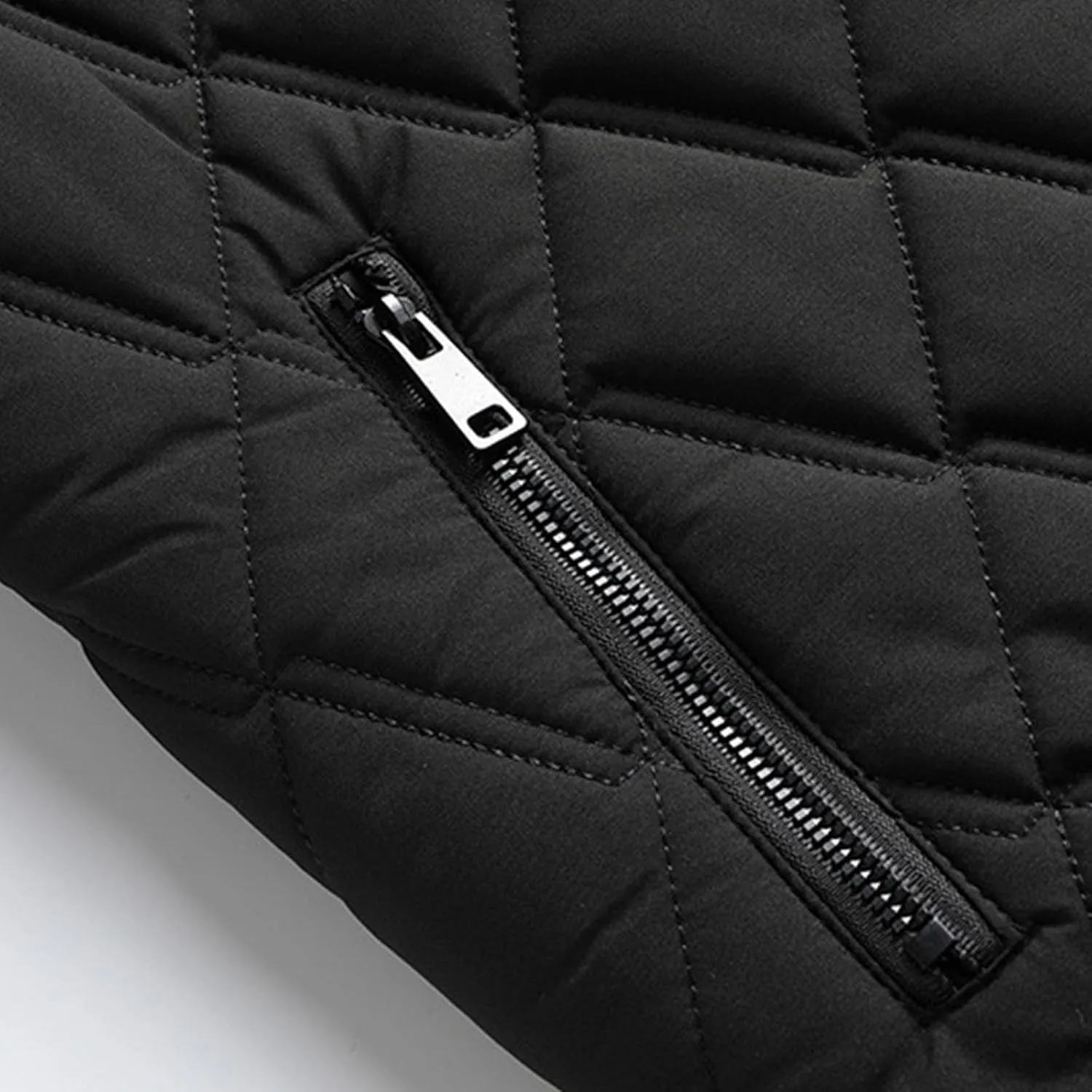 hlysgo Mens Bomber Jacket Sherpa Fleece Lined Quilted Jackets Full Zip Coat Fall Winter Warm Outwear with Zipper Pocket