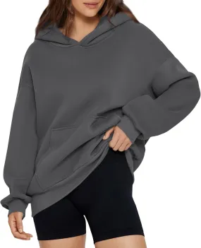 Hoodies For Women Oversized Solid Color Sweatshirt Casual Long Sleeve Pullover Tops With Pocket