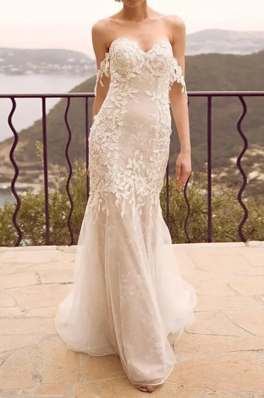 Maddy 3D Floral Applique Shimmer Wedding Gown All Sizes
