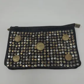 MEDIUM MOROCCAN LEATHER STUDDED CLUTCH BLACK