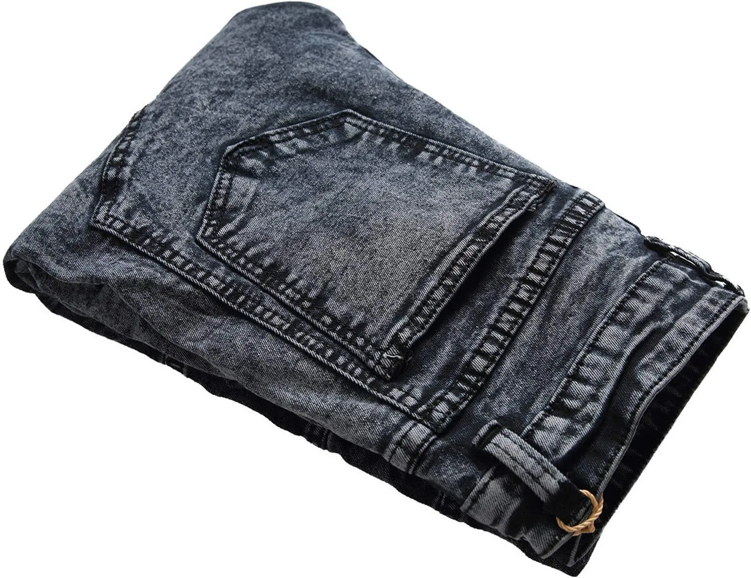 Men's Ripped Slim Straight fit Biker Jeans Distressed Ripped Skinny Slim Fit Denim Pants Holes Hip Hop Biker Stretchy Jean