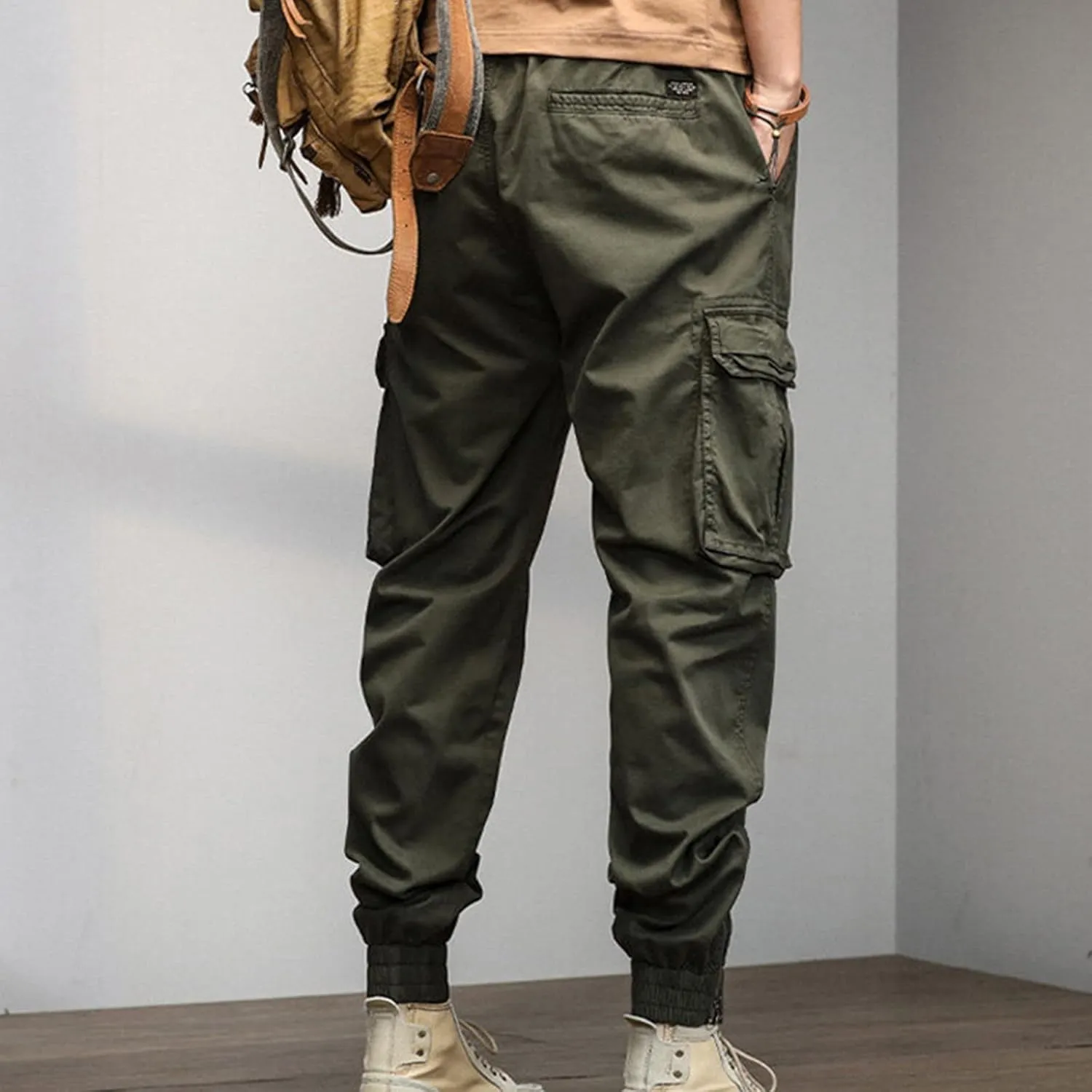 Men's Zipper Fly Flare Leg Pants Pantalones Blancos para Hombre Athletic Work Pants for Men Cotton Cargo Sweatpants