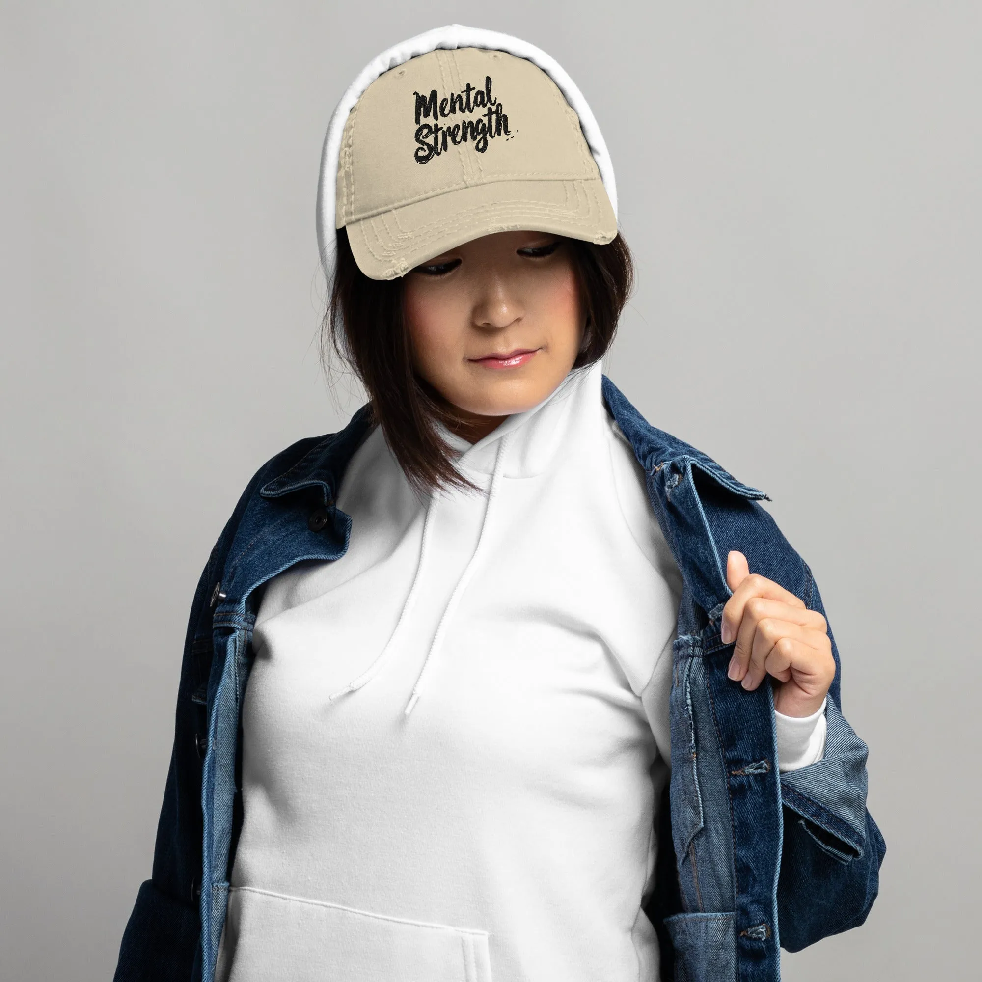 Mental Strength Unshakable Distressed Dad Hat