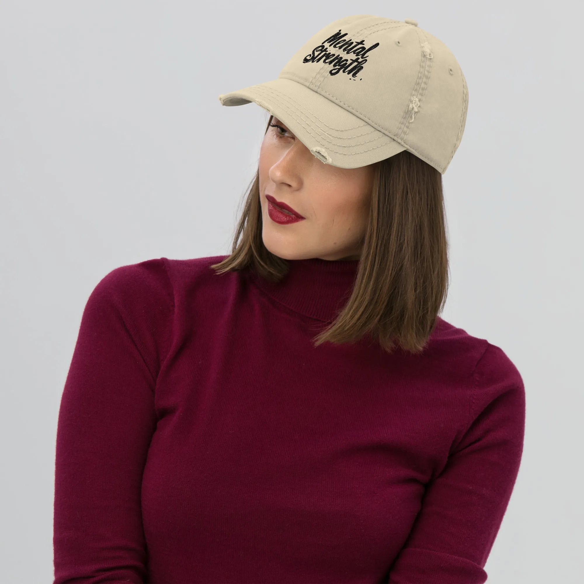 Mental Strength Unshakable Distressed Dad Hat