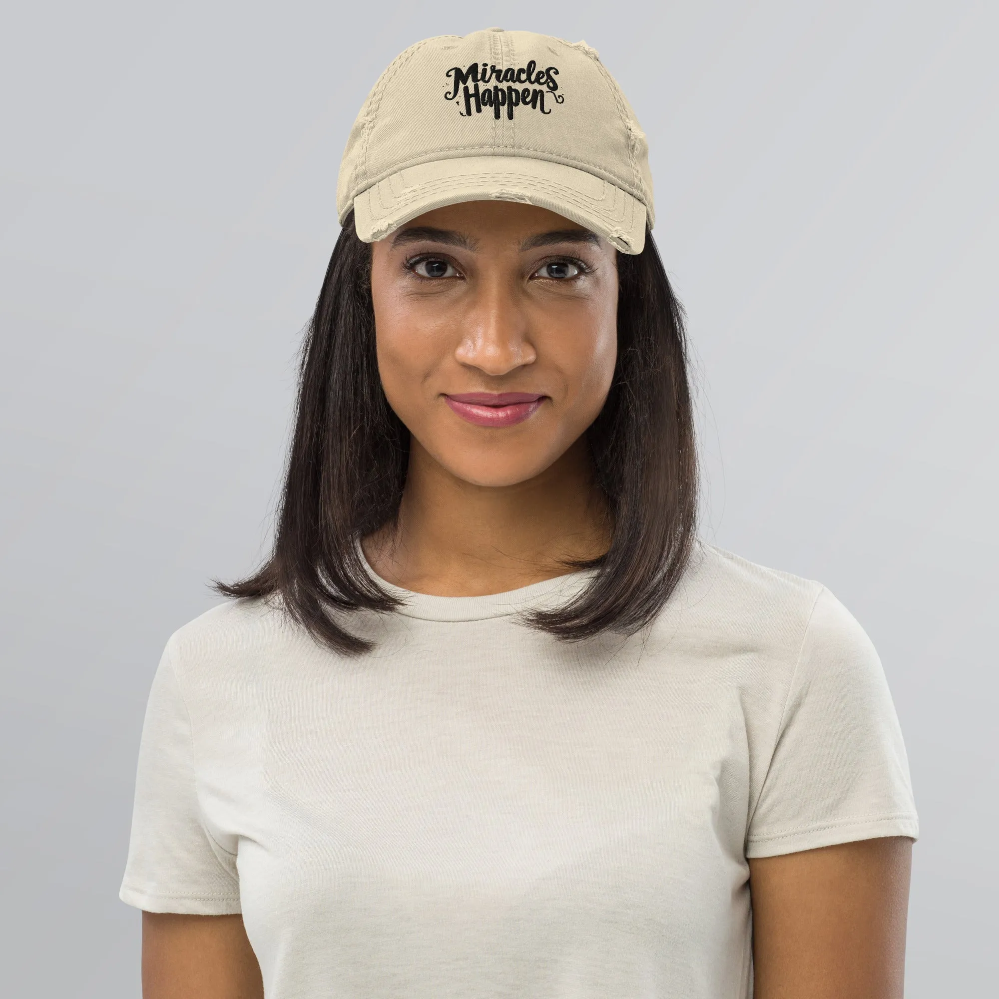 Miracles Happen Miracle in Ink Distressed Dad Hat