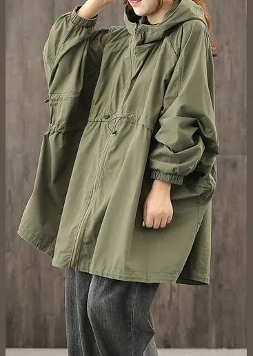 Modern hooded zippered clothes For Women Shape army green Coats Outwear