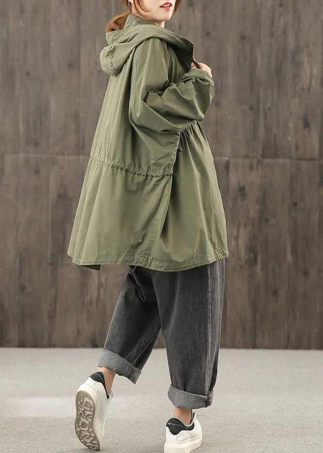 Modern hooded zippered clothes For Women Shape army green Coats Outwear