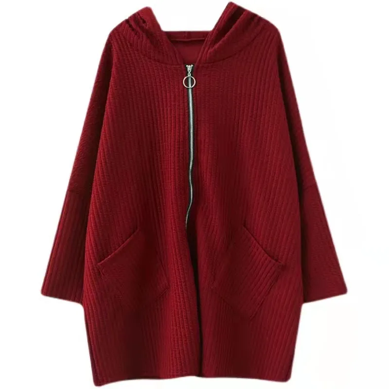 New black coats Loose fitting hooded women outwear thick