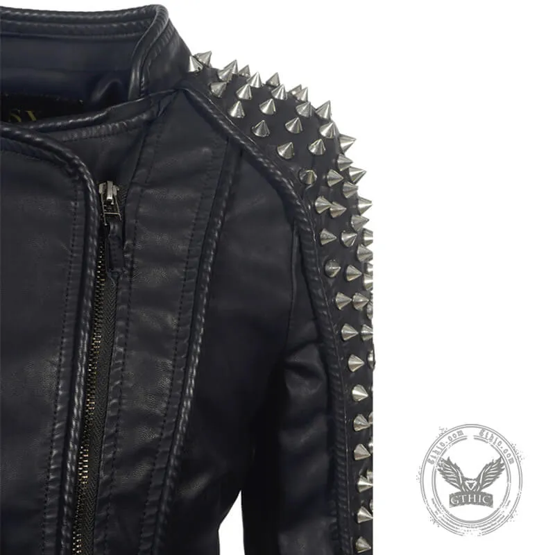 Punk Studded Leather Biker Jacket