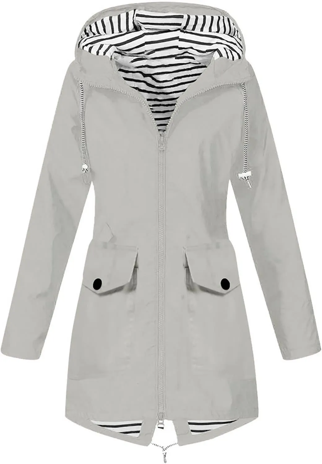 Rain Jacket for Women Lightweight Long Hooded Raincoat Waterproof Outdoor Hiking Travel Windbreaker Trench Coats