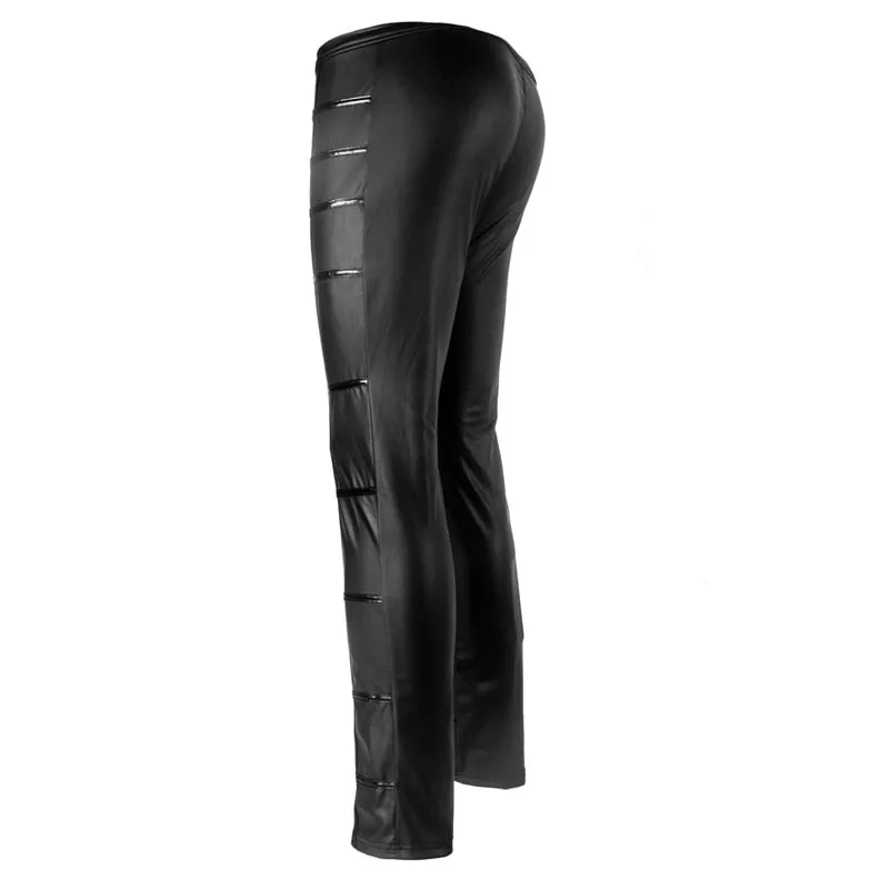 Sexy Faux Leather Open Crotch Latex Gothic Style Men Pants