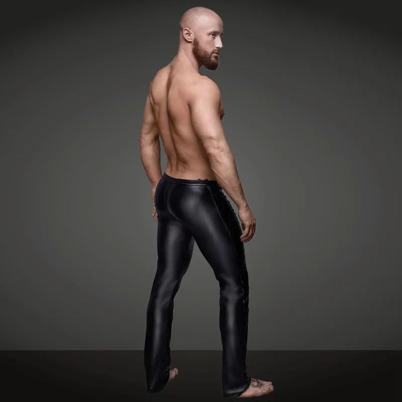 Sexy Faux Leather Open Crotch Latex Gothic Style Men Pants