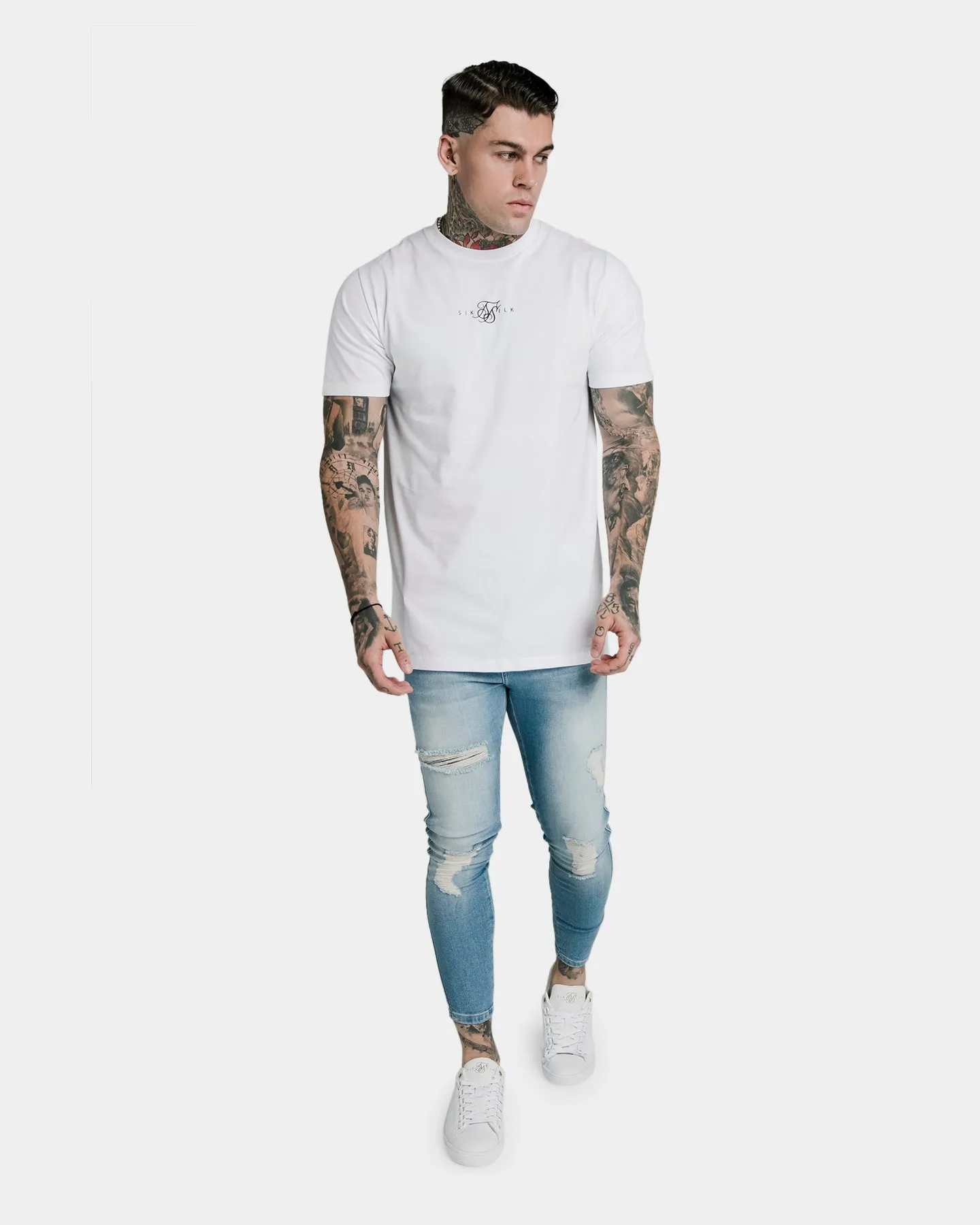 Sik Silk Distressed Denim Jeans Light Wash