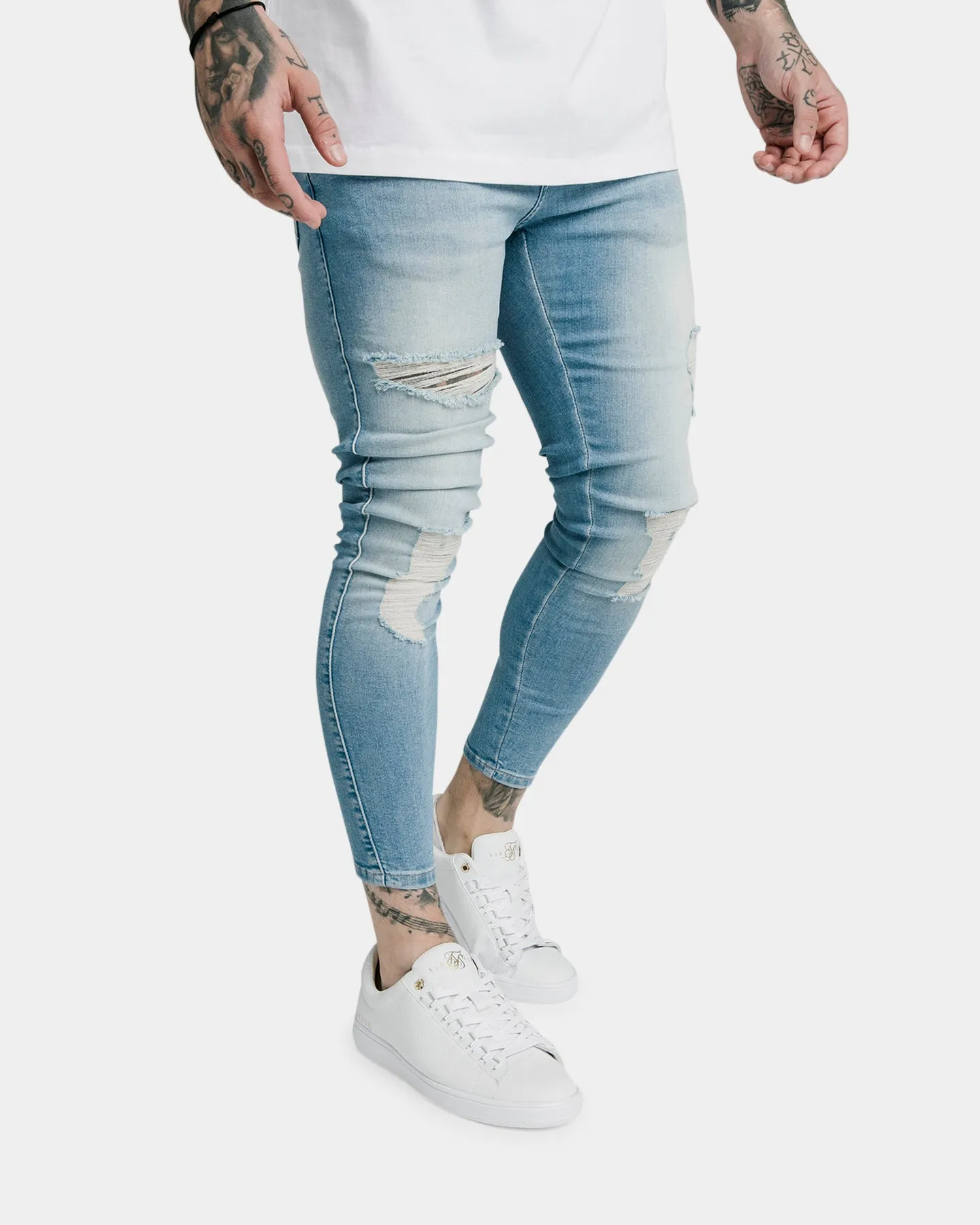 Sik Silk Distressed Denim Jeans Light Wash
