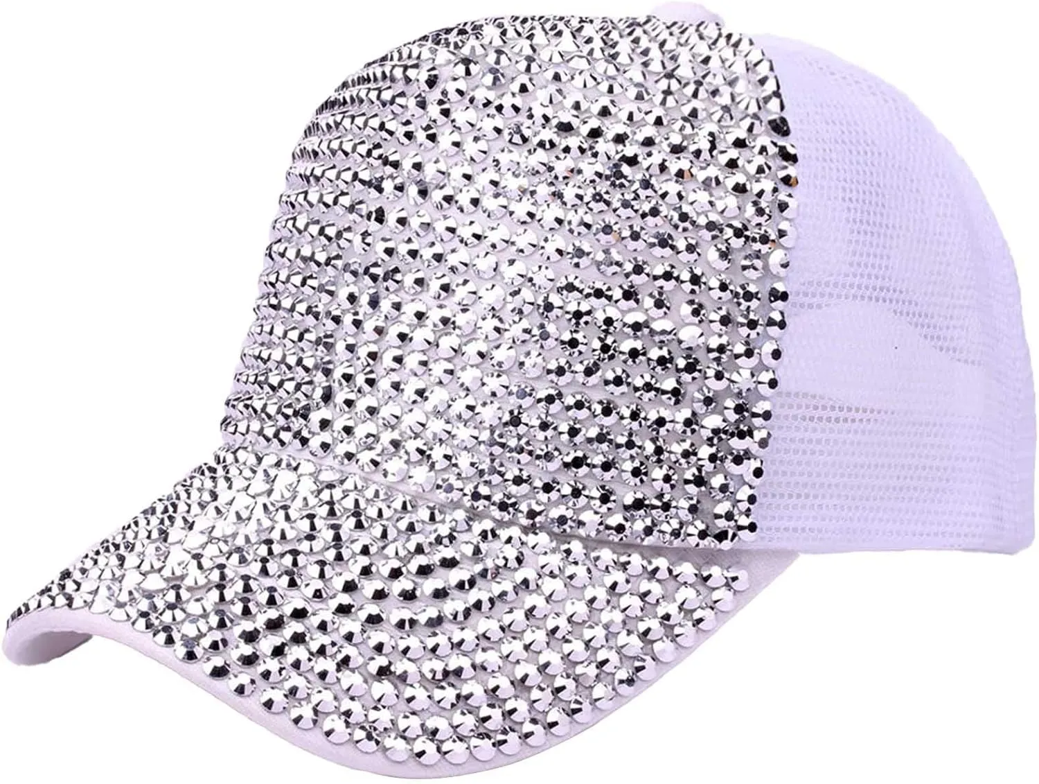 Studded Rhinestone Baseball Cap for Women Girls Sparkle Bling Denim Sun Hat Adjustable Casual Summer Mesh Sports Hat