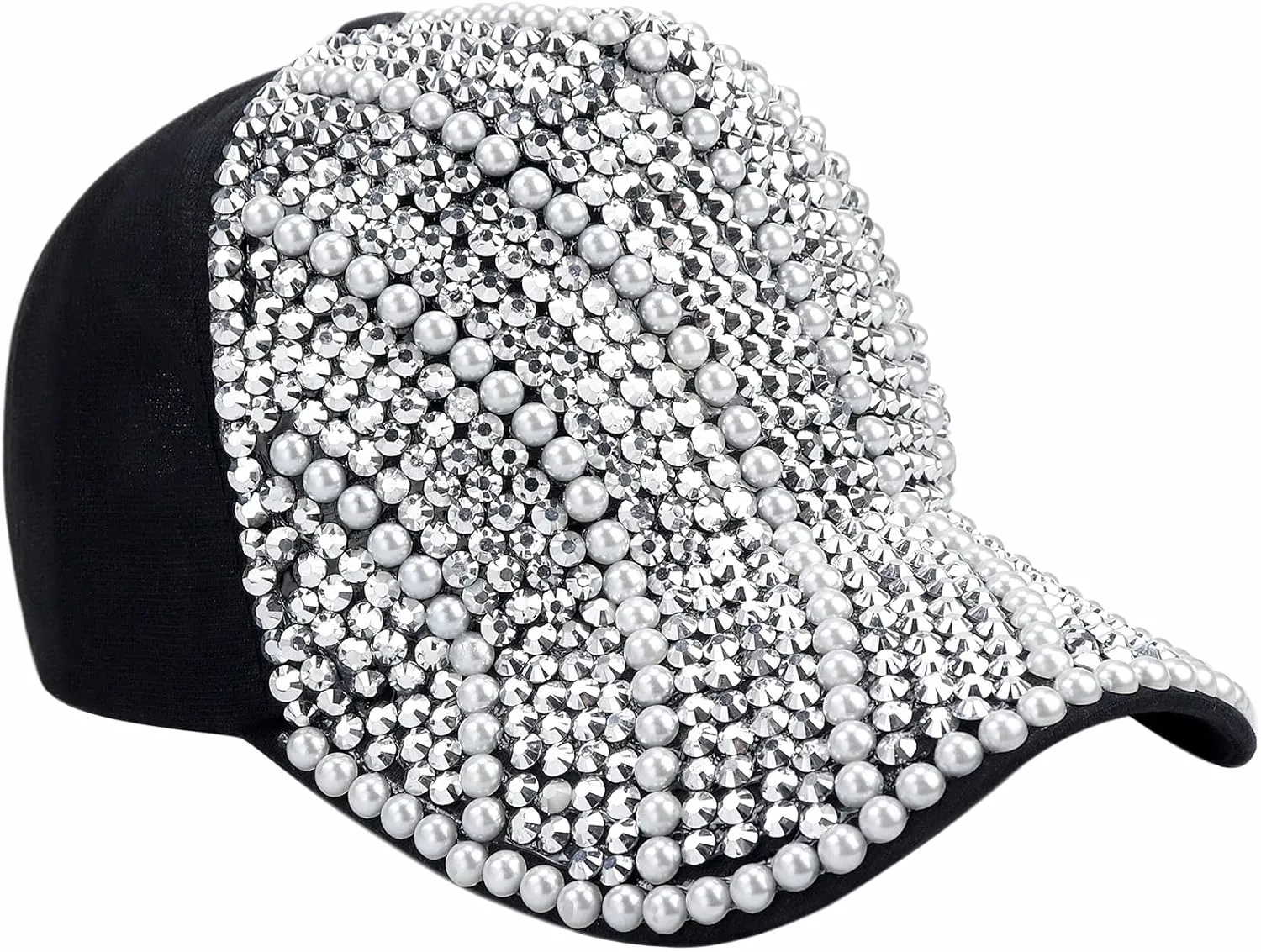Studded Rhinestone Baseball Cap for Women Sparkle Bling Denim Sun Hat Casual Sports Hat