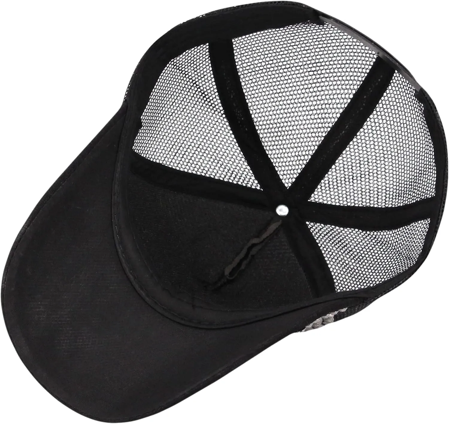 Surkat Studded Rhinestone Baseball Cap Bun Ponytail Adjustable Hat Sparkle Bling Denim Sun Hat