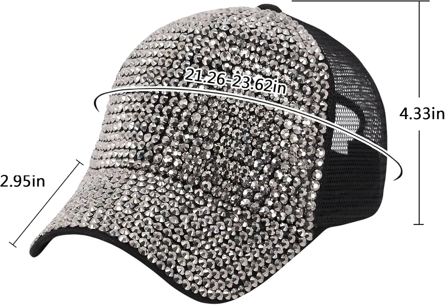 Surkat Studded Rhinestone Baseball Cap Bun Ponytail Adjustable Hat Sparkle Bling Denim Sun Hat
