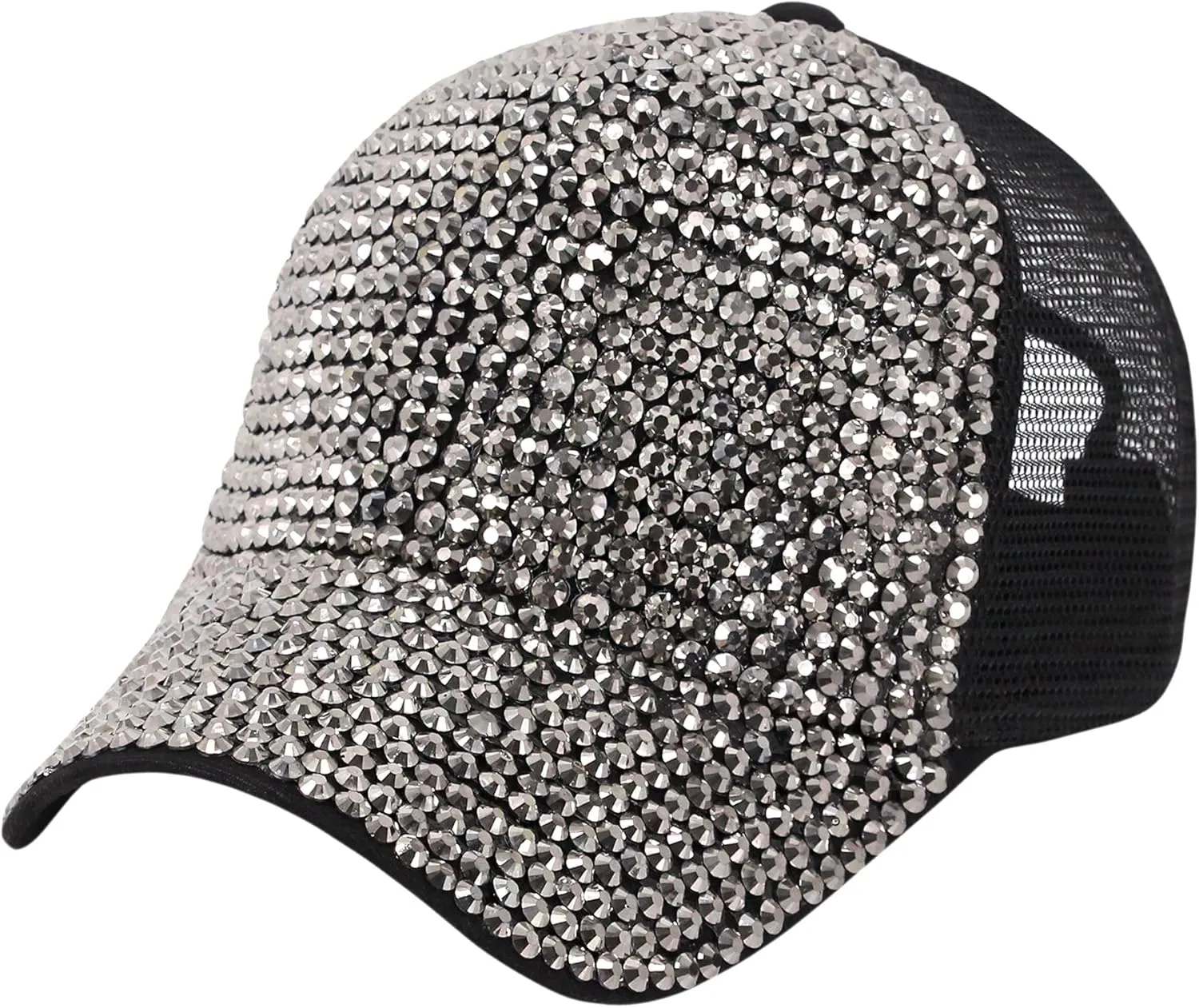 Surkat Studded Rhinestone Baseball Cap Bun Ponytail Adjustable Hat Sparkle Bling Denim Sun Hat