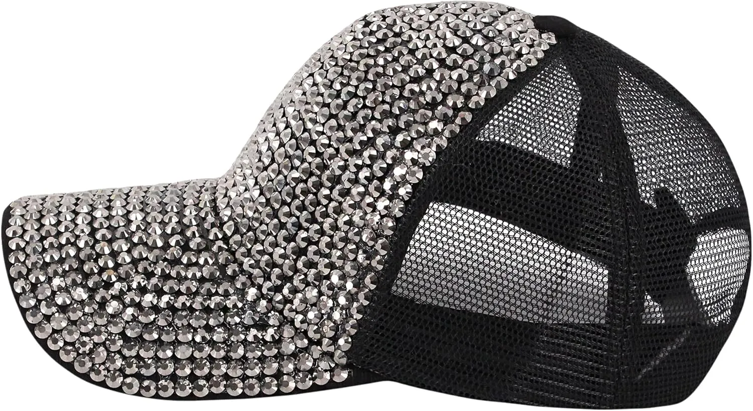 Surkat Studded Rhinestone Baseball Cap Bun Ponytail Adjustable Hat Sparkle Bling Denim Sun Hat