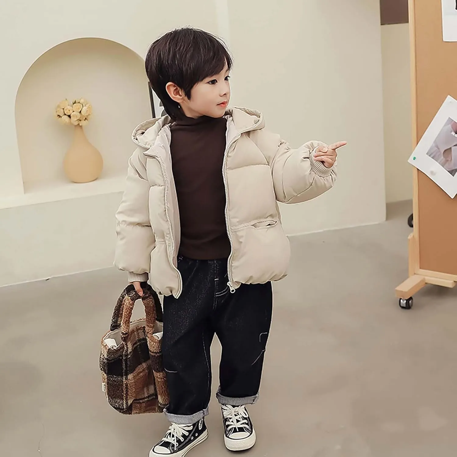 Winter Coats for Toddler Boys Girls Kids Puffer Down Jacket with Bear Hoods Lightweight Packable Down Jacket Kids
