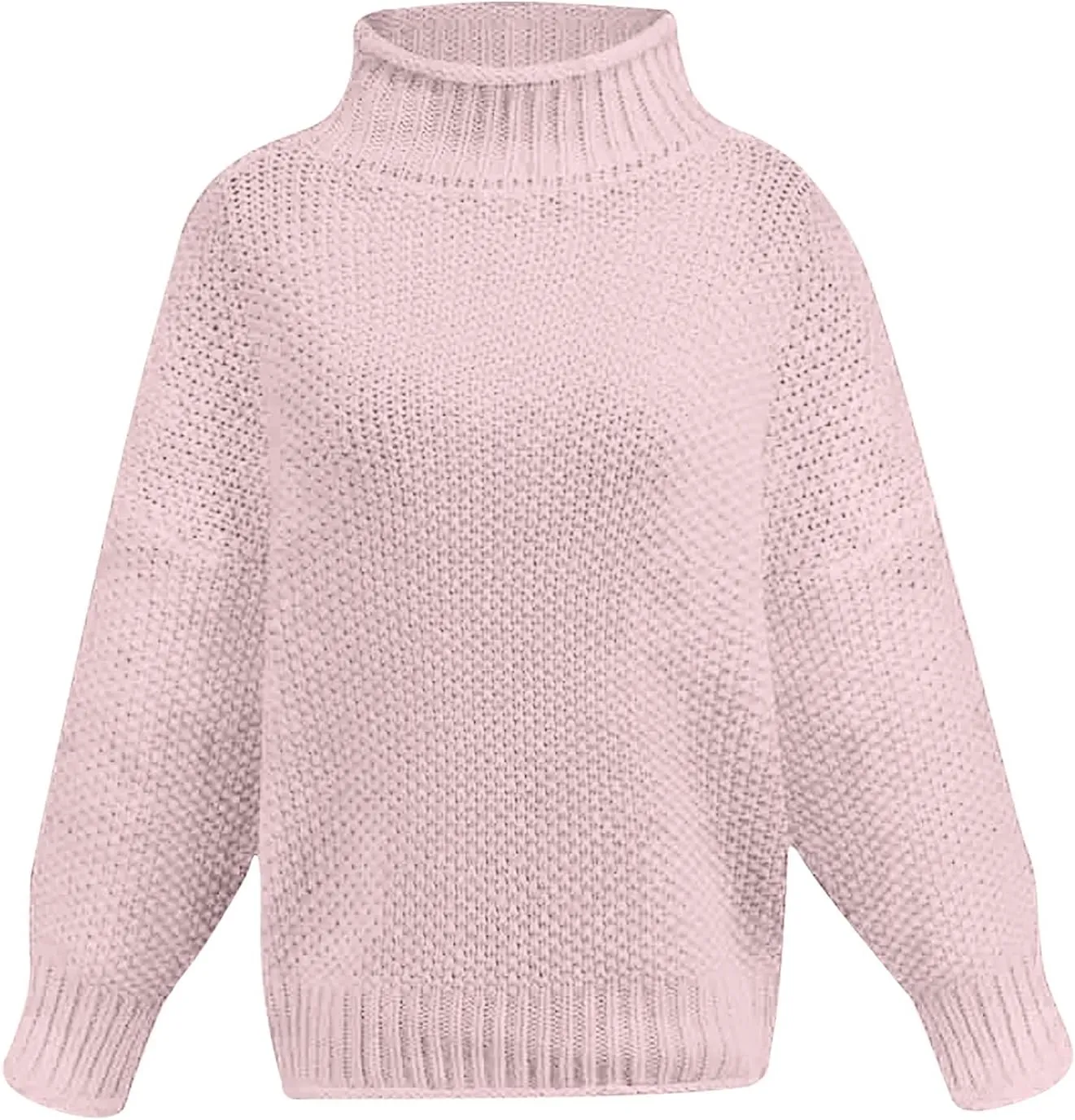 Women Mock Neck Long Batwing Sleeve Sweaters Trending 2023 Fall Winter Clothes Chunky Cable Knit Pullover