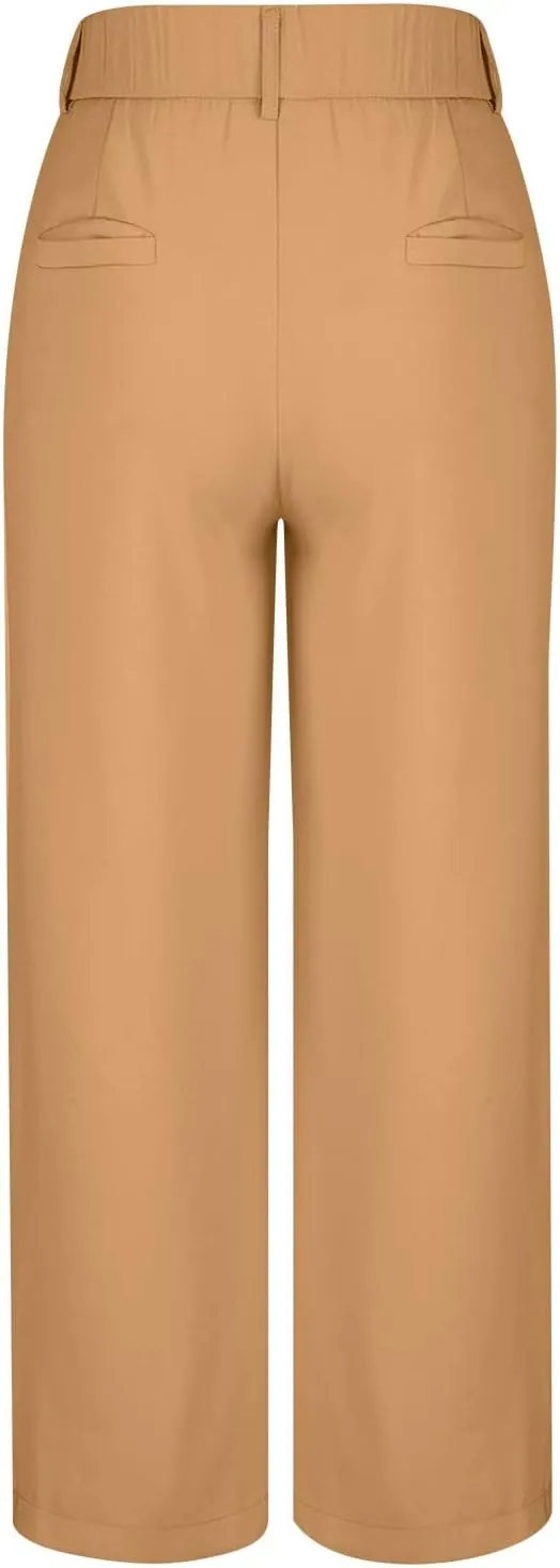 Womens Baggy Dress Pants High Waist Wide Leg Pants Straight Long Trouser Trendy Causal Work Trousers with Pockets
