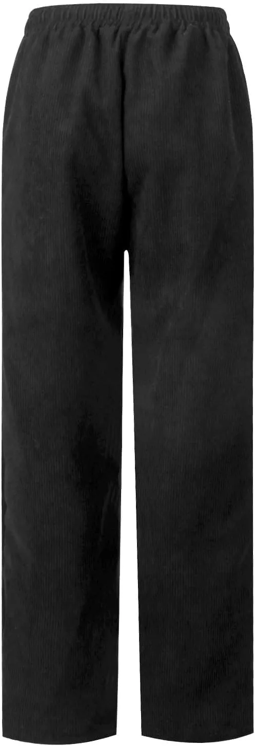Womens Corduroy Pants Straight Leg Trouser Pants Elastic Waist Relaxed Fit Comfy Casual Work Pants with Pockets