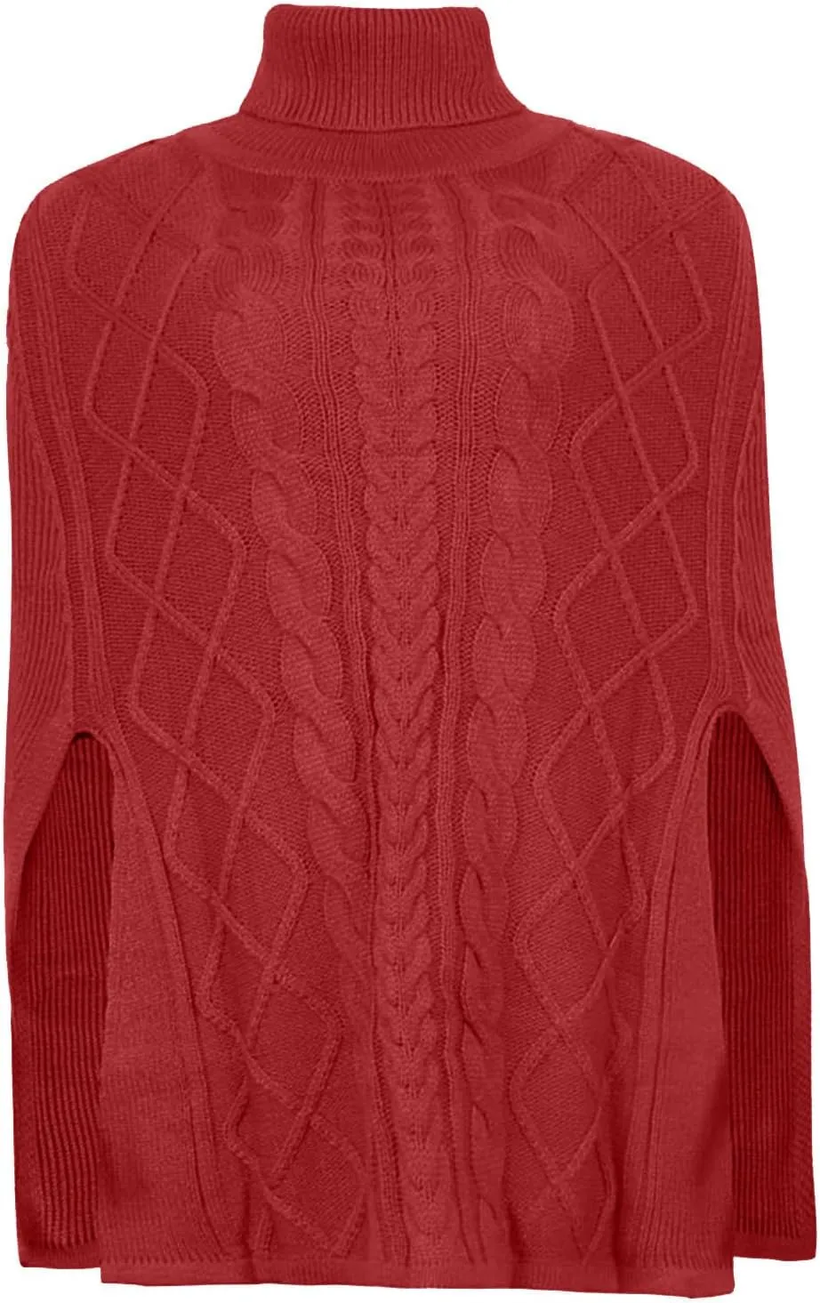 Women's Turtleneck Sweaters Chunky Cable Knit Pullover 2023 Fall Fashion Side Slit Poncho Sweater Shawl Top
