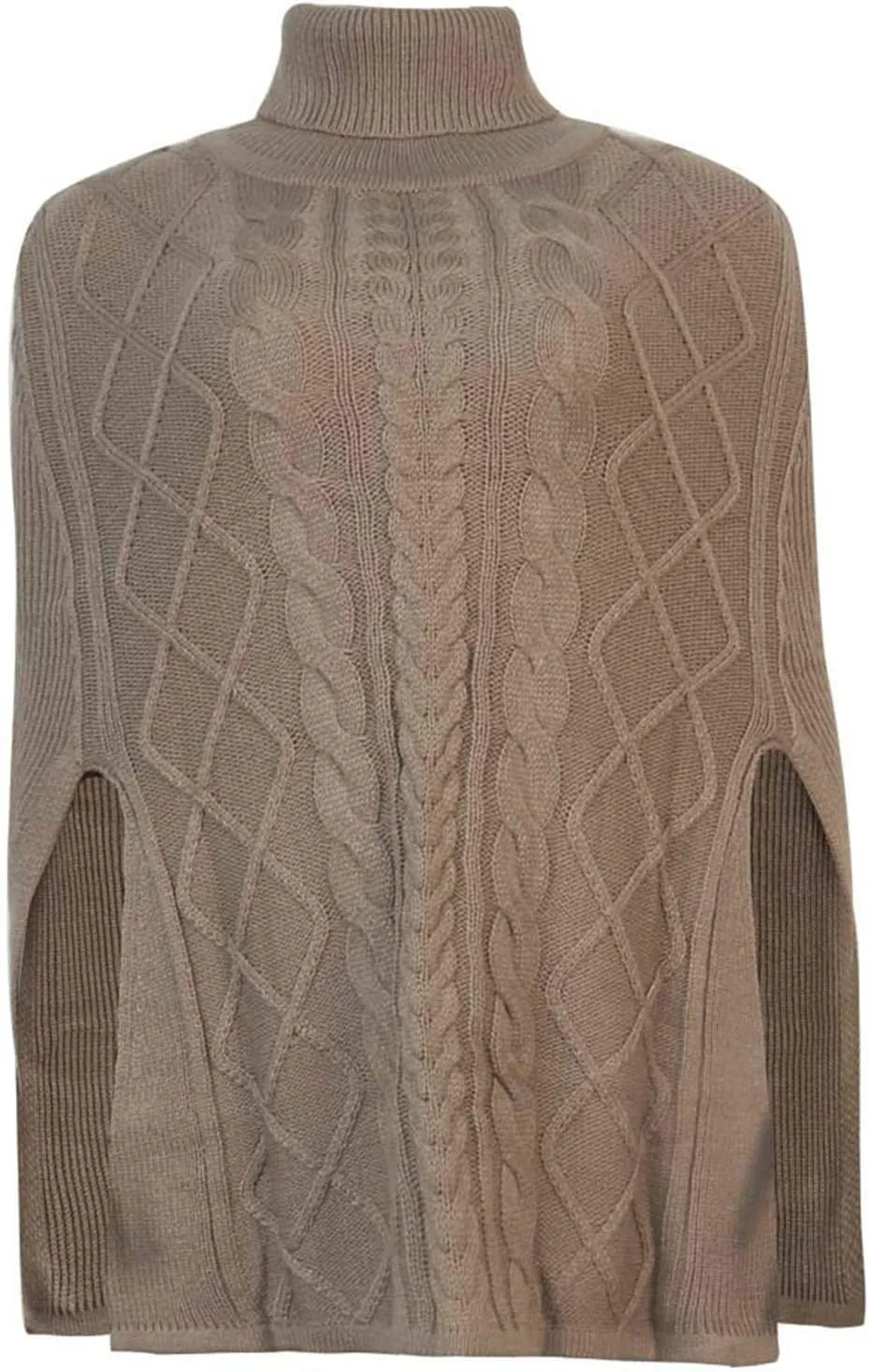 Women's Turtleneck Sweaters Chunky Cable Knit Pullover 2023 Fall Fashion Side Slit Poncho Sweater Shawl Top