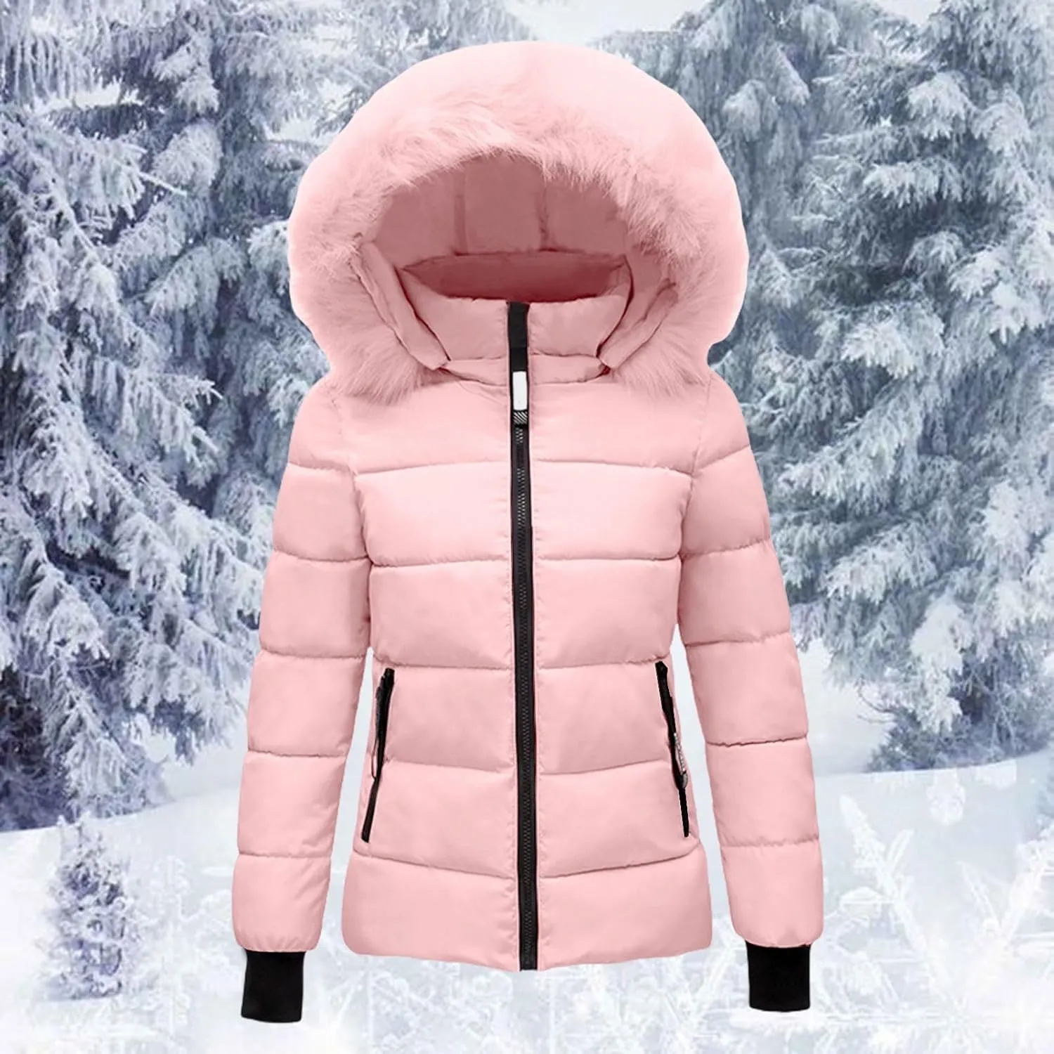 Women’s Winter Cropped Puffer Jacket Coat Hooded Color Block Winter Jacket Parka Quilted Maxi Puffer Parka Coats